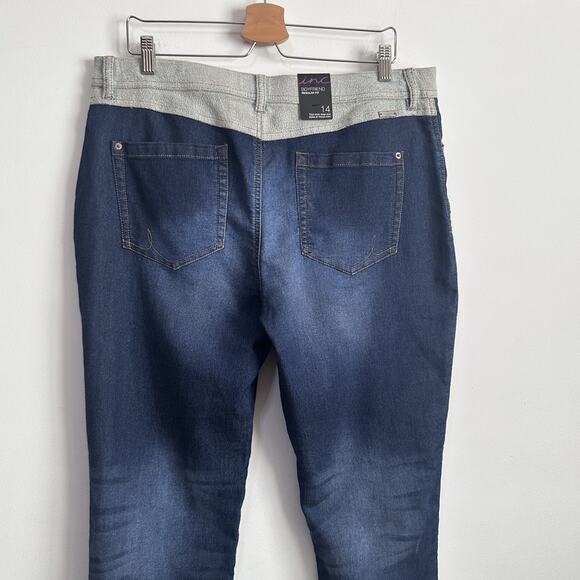 Inc International Concepts Boyfriend Jeans 14 Knit Waistband Blue Stretch 36x32 - Picture 6 of 9